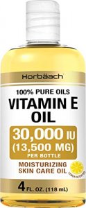 Vitamin E Oil 30,000 IU | 4 fl oz | 100% Pure Oils | Moisturizing Oil for Skin and Face | Non-GMO, Vegetarian | By Coera