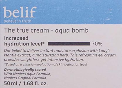  belif Aqua Bomb (50ml) & Moisturizing Bomb (50ml) True Cream  Bundle, Antioxidants, Lady Mantle & Oat Husk