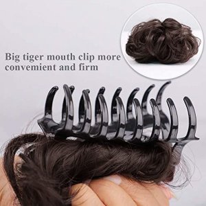 DeeThens Claw Clip in Hair Bun Messy Curly Clip in Claw Hair Hairpieces Natural Wavy Curly Combs add Hair Volume for Women (Darkest Brown)