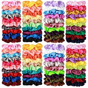 80 Pcs Silk Satin Hair Scrunchies 40 color Hair Bobbles Ponytail Holder  Hair Accessories Scrunchy Solid Color Hair Ties