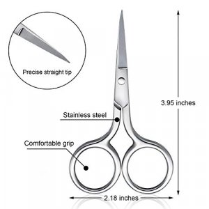 3 Pack Nose Hair Scissors Facial Hair Scissors Small Scissors Stainless Steel Straight Tip Scissor for Eyebrows, Nose, Moustache, Beard (Silver)