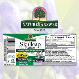 Nature's Answer Alcohol-Free Skullcap Herb Extract Supplement 1-Fluid Ounce liquid | Natural Calming Supplement | Nervous System Support