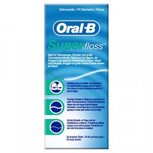  Oral-B Super Floss Mint Dental Floss for Braces Bridges - 50  Strips (Pack of 6) : Flossing Products : Health & Household