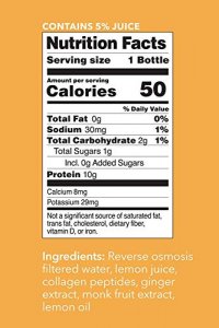 Vital Proteins Collagen Water , 10g of Collagen per Bottle, Made with Real Fruit Juice, Dairy & Gluten Free - Lemon Ginger, 12 Pack