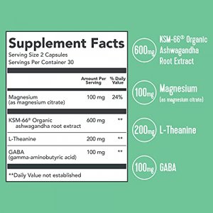 600mg KSM-66 Organic Ashwagandha Capsules Supplement, 200mg of L-Theanine, 100mg of GABA, Promote Calmness and Relaxation** - Vital Proteins Feelin