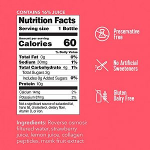 Vital Proteins Collagen Water , 10g of Collagen per Bottle, Made with Real Fruit Juice, Dairy & Gluten Free - Strawberry Lemon, 12 Pack