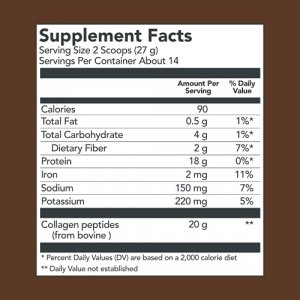Vital Proteins Chocolate Collagen Powder Supplement (Type I, III) Dairy and Gluten Free - 27g per Serving - Chocolate Flavor, 13.5 oz Canister