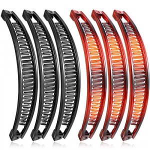 6 Pieces Clincher Combs Banana Combs Banana Clip Grip Comb Fishtail Fish Hair Lady Fish Shape Ponytail Banana Clip Girls Long Women Clamp Accessory (