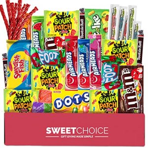Bite Sized Candy Gift box Care Package - (50 count) Valentines day 2022 A Sampler of Skittles, Sour Patch Kids, Starburst, , Twizzlers, Airheads, and