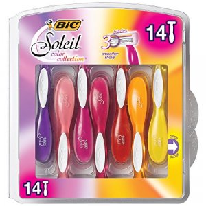 BIC Soleil Colour Collection Sensitive Skin Women's Disposable Razors,  3-Blade, 8-Count, Lubricating Strip with Aloe and Vitamin E for a Smooth  Glide, Pack of 8 