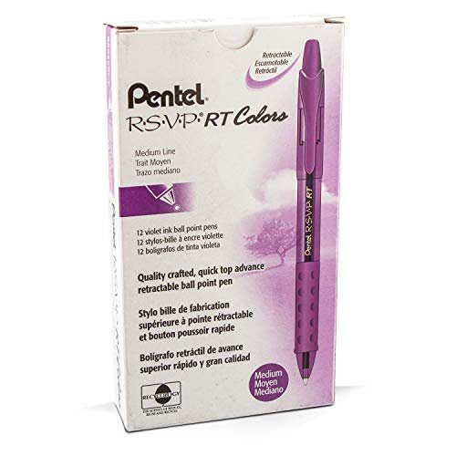 Pentel R.S.V.P. Ballpoint Pens - Fine Point - Violet - 12 pack