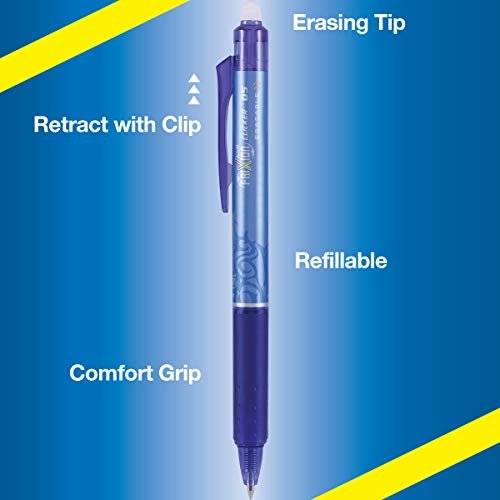 Pilot FriXion Clicker Erasable Gel Ink Pen Fine Point (0.7mm) Assorted  Colors 5 Count
