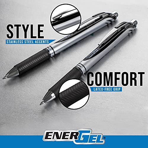 Pentel Energel Deluxe Rtx Retractable Liquid Gel Pen, Medium Line, Needle  Tip, Red Ink, Box Of 12 (Bln77-B) - Imported Products from USA - iBhejo