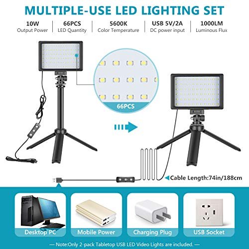 Neewer 2 packs dimmable deals 5600k usb