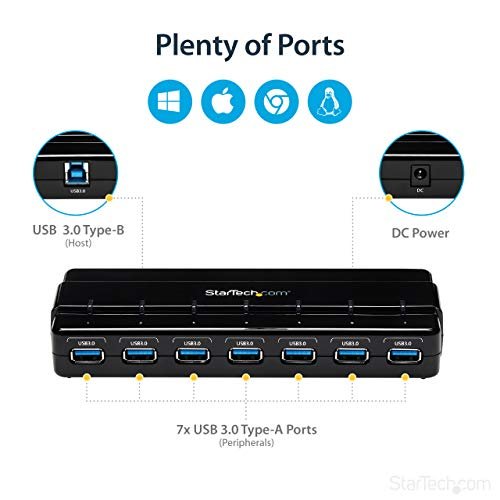 StarTech.com 4-Port USB 3.0 SuperSpeed Hub - Portable Mini Multiport USB  Travel Dock - USB Extender Black for Business PC/Mac - laptops  (ST4300MINU3B)