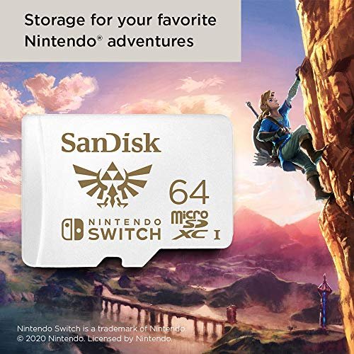 SanDisk 64GB MicroSDXC UHS-I Memory Card for Nintendo Switch, White -  100MB/s, Micro SD Card - SDSQXAT-064G-GNCZN 