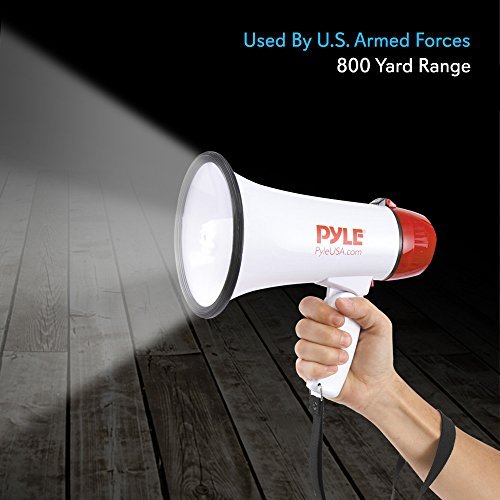 Pyle 30W Pa Bullhorn Megaphone Speaker With Built-In Siren & Led Lights -  Adjustable Volume Control For Football, Soccer, Baseball, Basketball, Cheer  - Imported Products from USA - iBhejo