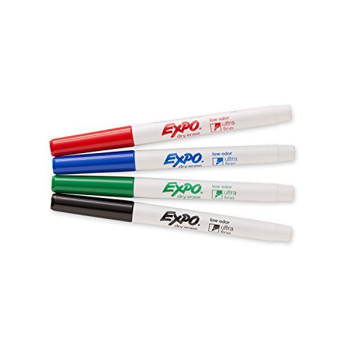 Expo Low Odor Dry Erase Markers, Ultra-Fine Tip, Assorted Colors