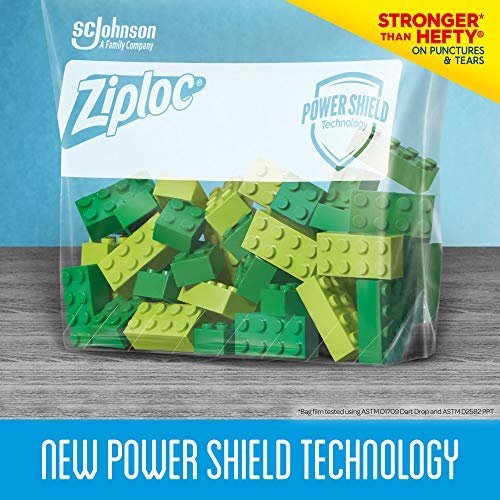  Ziploc Quart Food Storage Slider Bags, Power Shield