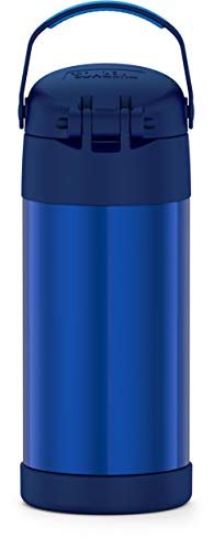 FUNTAINER 12 Ounce Stainless Steel Vacuum Insulated Kids Straw Bottle, Bluey