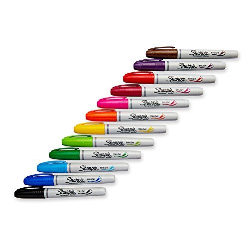 Sharpie Permanent Markers, Brush Tip, Assorted, 12 Pack - Imported