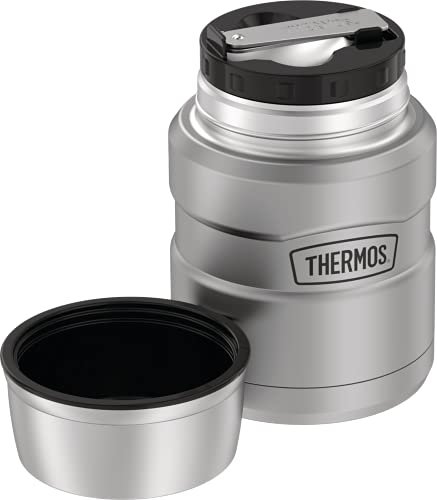 Thermos Stainless King Thermal Food Storage Jar-Spoon (Matte Green