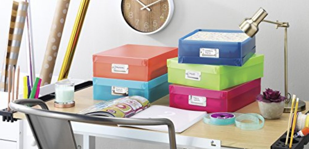 Whitmor Plastic Document Boxes, Set of 5, Multicolor, 5 Count