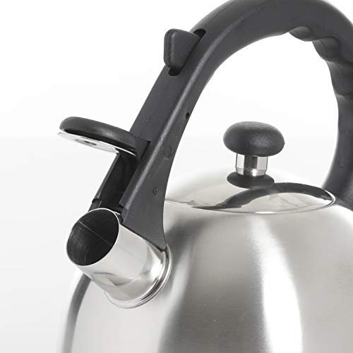 Mr. Coffee Carterton Stainless Steel Whistling Tea Kettle, 1.5-Quart,  Mirror Polish