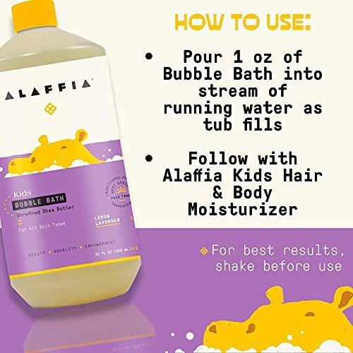 Alaffia Babies and Kids Bubble Bath, Gentle Baby Essentials for Delicate  Skin, Cleansing & Calming Bubbles, Plant Based Formula, Vegan, Lemon