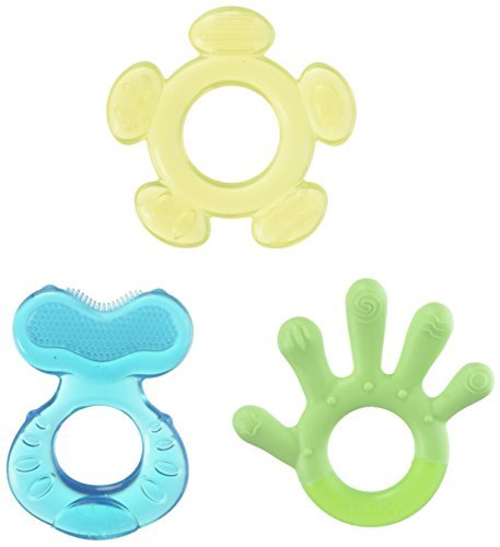 nuby silicone teethe-eez teether with bristles, includes hygienic case,  colors may vary