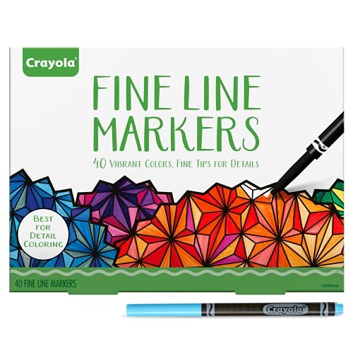 Crayola Fine Line Markers For Adults 40 Count, Fine Line Markers for Adult  Coloring Books, Back to School Markers [ Exclusive]