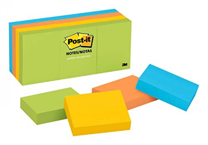  Post-it Mini Notes, 1.5 in x 2 in, 8 Pads, America's #1  Favorite Sticky Notes, Jaipur Collection, Bold Colors (Green, Yellow,  Orange, Purple, Blue), Clean Removal, Recyclable (653-AU) : Sticky