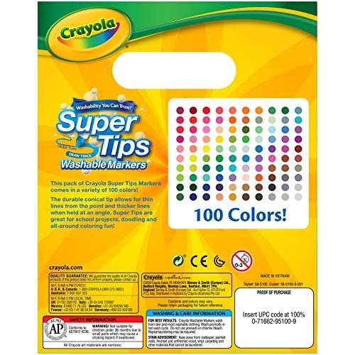 Crayola Washable Markers Super Tip Assorted Colors Box Of 20