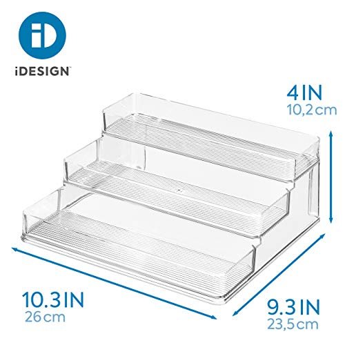  iDesign Linus Plastic Stadium Spice Racks, BPA-Free 3-Tiered  Organizer for Kitchen, Pantry, Bathroom, Vanity, Office, Craft Room Storage  Organization, 10.25 x 9.25 x 4, Clear : Home & Kitchen