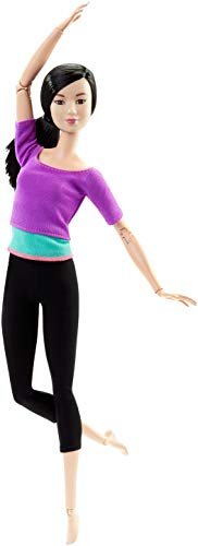 Barbie Made to Move Dolls with 22 Joints and Yoga Clothes, Floral, Grey