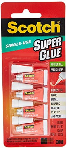  Scotch Super Glue Gel, 4-Pack of Single-Use Tubes, .017 oz  each, Fast Drying, No Run Gel Formula (AD119) : Industrial & Scientific