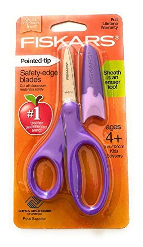 Fiskars Pointed Tip Kids Scissors, 5 Inches, Assorted Colors, Pack of 12