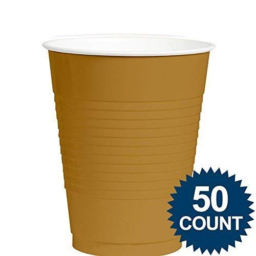 Amscan Big Party Pack Plastic Cups, 50 Count (Pack Of 1), Orange Peel