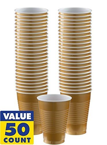 Amscan Big Party Pack Plastic Cups, 50 Count (Pack Of 1), Orange Peel