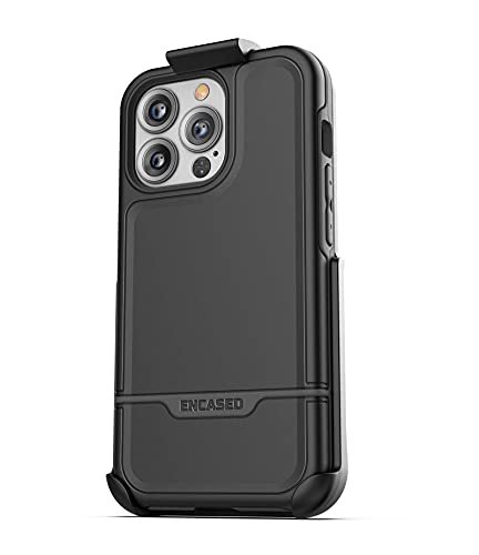 2021 Encased Rebel Designed for iPhone 13 Belt Clip Case Protective Shockproof Case with Holster Black 