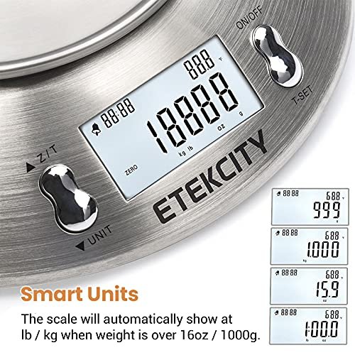  Etekcity Food Kitchen Scale with Bowl, Digital Weight Scale for  Food Ounces and Grams, Cooking and Baking, Timer, and Temperature Sensor,  2.06 QT, Stainless Steel: Home & Kitchen