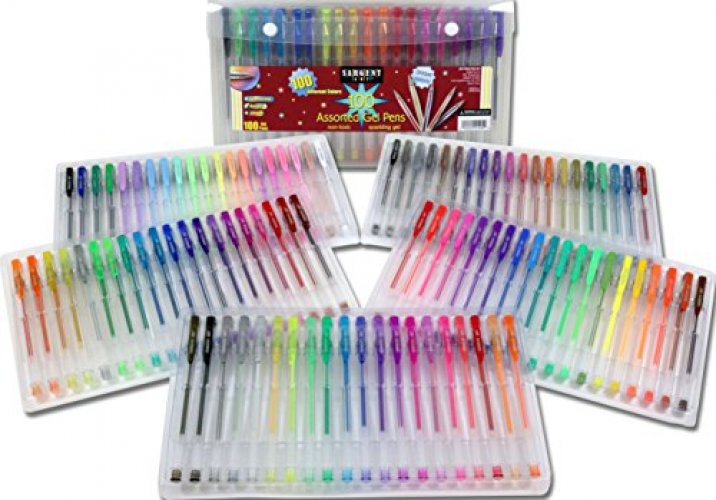 Sargent Art Glitter Metallic Fluorescent 100Ct Assorted Gel Pen Set W   Img X500 61faa0ee08c661 52355419 70438505 