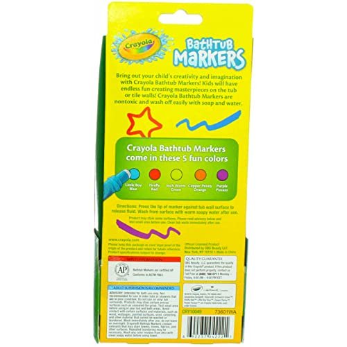 Crayola Taste Beauty Bathtub Markers, Washable Markers for Baths in Green,  Red, Blue, Purple, and Orange