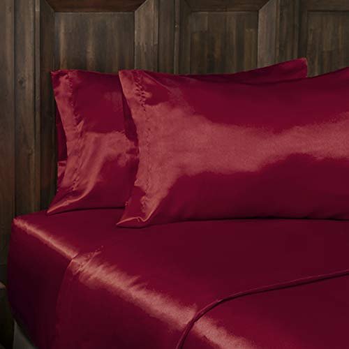 Baltic Linen Satin Luxury Sheet Set Full Red 4-Piece Set - Imported  Products from USA - iBhejo