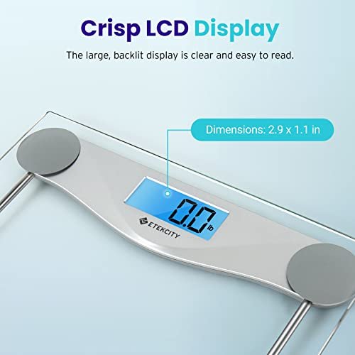 Stainless Steel Digital Body Weight Bathroom Scale, Step-On Technology,  Large Blue LCD Backlight Display,400 Pounds, Body Tape Measure Included 