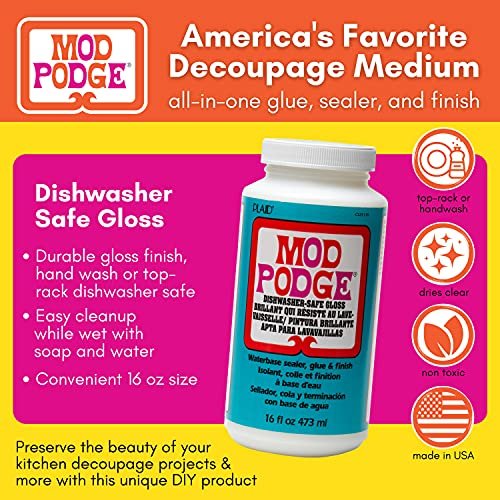 Mod Podge Dishwasher Safe Waterbase Sealer, Glue and Finish (16-Ounce),  CS25139 Gloss