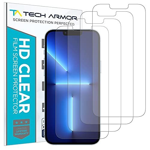 Tech Armor 4 Pack HD Clear Film Screen Protector Compatible for Apple NEW  iPhone 14 (2022), iPhone 13 and iPhone 13 Pro (2021) 5G 6.1 Inch