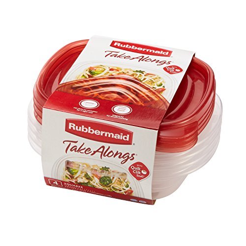 Rubbermaid TakeAlongs 2.9-Cup Square Food Storage Containers, 4-Pack 