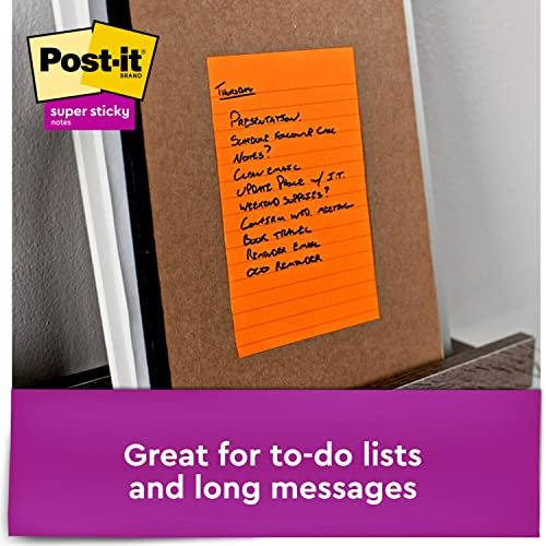 Post-It Super Sticky Notes, 4X6 In, 4 Pads, 2X The Sticking Power, Energy  Boost Collection, Bright Colors (Orange, Pink, Blue, Green),Recyclable (462  - Imported Products from USA - iBhejo