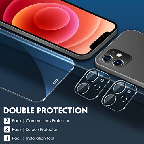 UniqueMe Camera Lens Protector Compatible for iPhone 11 / iPhone 12 Mini,2 Pack Lens Scratch Resistant Tempered Glass [High Definition]
